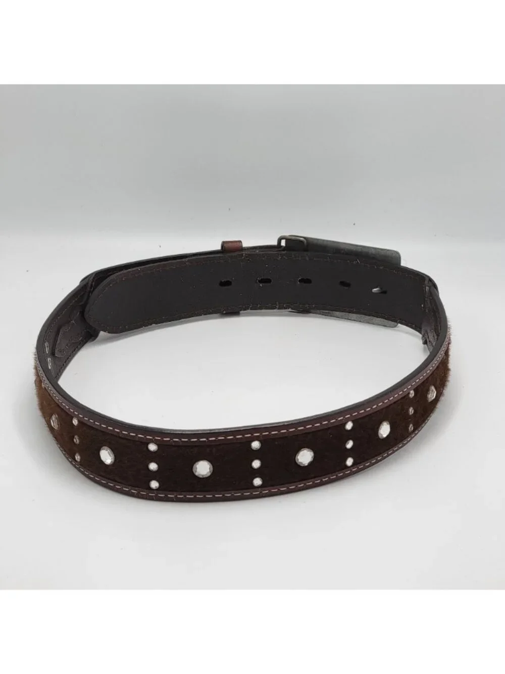 Vtg Western/Cowgirl Brown Leather Belt with Horse-Themed Metal Buckle Adjustable
